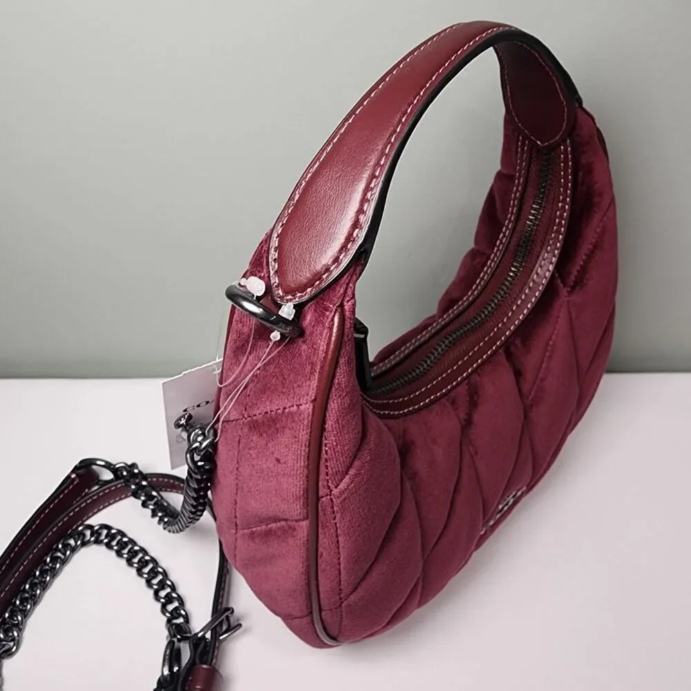NWT Coach CCE61 Carmen Mini Crossbody Bag Quilting Velvet/Gunmetal/Burgundy